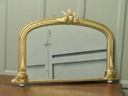 Large Decorative Gilt Arched Over Mantle Mirror  