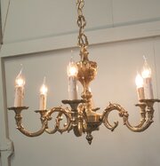 Large French Rococo GildedBrass 6 Light Chandelier