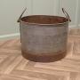 Large Galvanised Steel and Iron Cauldron Log Bin