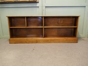 Long 1920s Open Front Golden Walnut Bookcase 