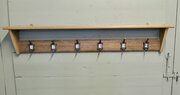 Long Pine Coat Rack And Shelf, With Numbered Hooks