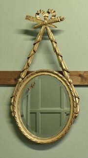 LouisXVI Style Gilt Ribbon And Bow Mirror Oval  