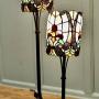 Metal and Jewel Glass Tiffany Style Twin Lamp
