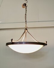 Art Deco Opalescent Glass Up Light Pendant