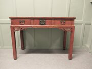 Oriental Red Lacquered Side Table Or Writing Table