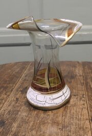Painted French Aesthetic Movement Art Glass Vase