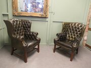 Pair Of Georgian Style Gentleman’s Wing Back Chair
