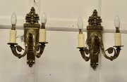 Pair Of Neo Classical Large Brass Twin Wall Lights