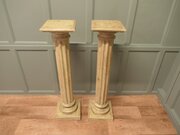 Pair Of Shabby Classical Columns In Distressed  