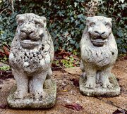 Pair Of Stone Lion Guardians  