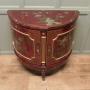 Red Chinoiserie Demi Lune Vestibule Cabinet
