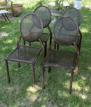 Set Of 4 Brutalist Style Iron Stacking Chairs