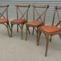 Set of 4 French Bistro Chairs, New Leather Seats