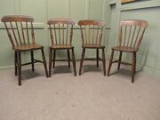 Set Of 4  Elm Seated Stick Back Kitchen Chairs