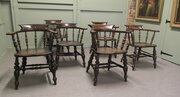 Set Of 6 English Oak And Elm Captain’s Chairs 