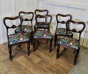 Set Of 6 Victorian Dining Chairs, Upholstered  