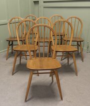 Set Of 8 Light Coloured 1960s Ercol Windsor Dining
