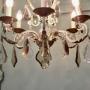 Stunning French Iron and Coloured Glass Chandelier  Arts and Crafts