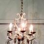 Stunning French Iron and Coloured Glass Chandelier