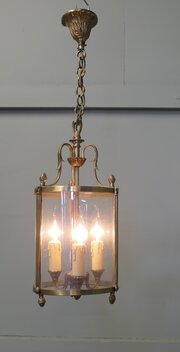 Superb Round Art Deco Brass And Glass Lantern