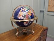 Table Top World Globe In Lapis And Brass