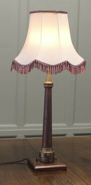Tall Art Deco Fire Hose Copper & Brass Table Lamp