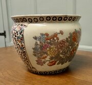 Vintage Satsuma Ceramic Decorated Fish Bowl  