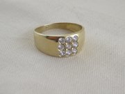 14ct Gold  9 Stone Diamond Ring - Maker- KN. Size - Q