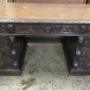 Antique Victorian Carved Oak Pedestal Writing Desk