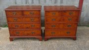 Pair Of Vintage Burr Walnut Chests Of Drawers 