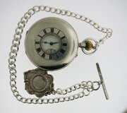 Antique Silver BENNETT Gents Half Hunter Pocket W