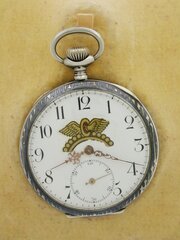Silver Niello Swiss Railroad Pocket Watch 1920s