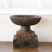 Cast Iron Oval Basket Form Urn