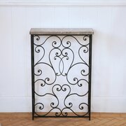 French Iron Console Table With Marble Top.