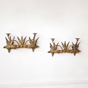 Pair Mid Century Spanish Gilt Metal Sconces