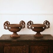 Pair Of Decorative Cast Iron Urns