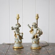Pair Of Putti Table Lamps