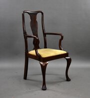 Antique Mahogany Queen Anne Style Armchair