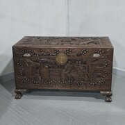 Carved Chinese Camphor Wood Chest