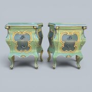 Fine Pair French Painted Bedside Chests Of Drawers