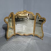 Large Gilt Triptych Dressing Table Mirror