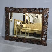 Large Oak Framed Cushion Mirror