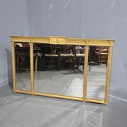 Large Regency Tryptich Gilt Overmantle Mirror