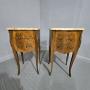 Pair French Marquetry Bedside Lamp Chest of Drawer