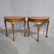 Pair Oak Demi Lune ConsoleTables