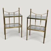 Pair Of Brass & Glass Lamp Tables