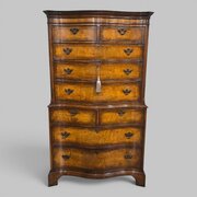 Serpentine Burr Walnut Chest On Chest Of Drawers