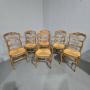 Set Six French Oak Country Dining Chairs