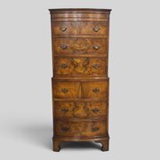 Small Sized Burr Walnut Queen Anne Chest on Chest