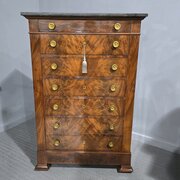 Super French Tall Chest Of Mahogany Drawers